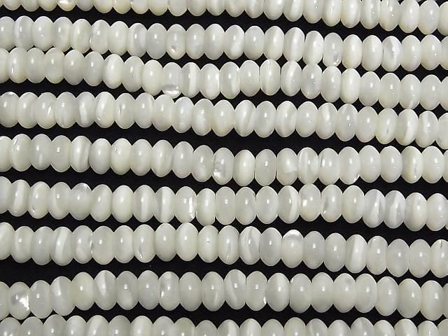 Mother of Pearl MOP White Rondelle 8x8x4mm Half or 1strand beads (approx. 15 inches/36 cm)