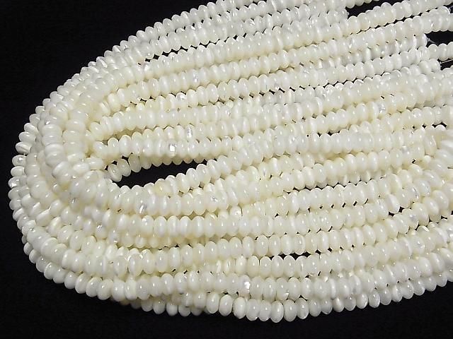 Mother of Pearl MOP White Rondelle 8x8x4mm Half or 1strand beads (approx. 15 inches/36 cm)