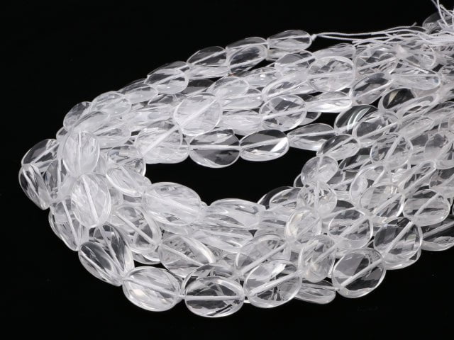 Crystal Quartz AAA Twist Faceted Oval 18 x 13 x 6 mm half or 1strand beads (aprx.15 inch / 38 cm)