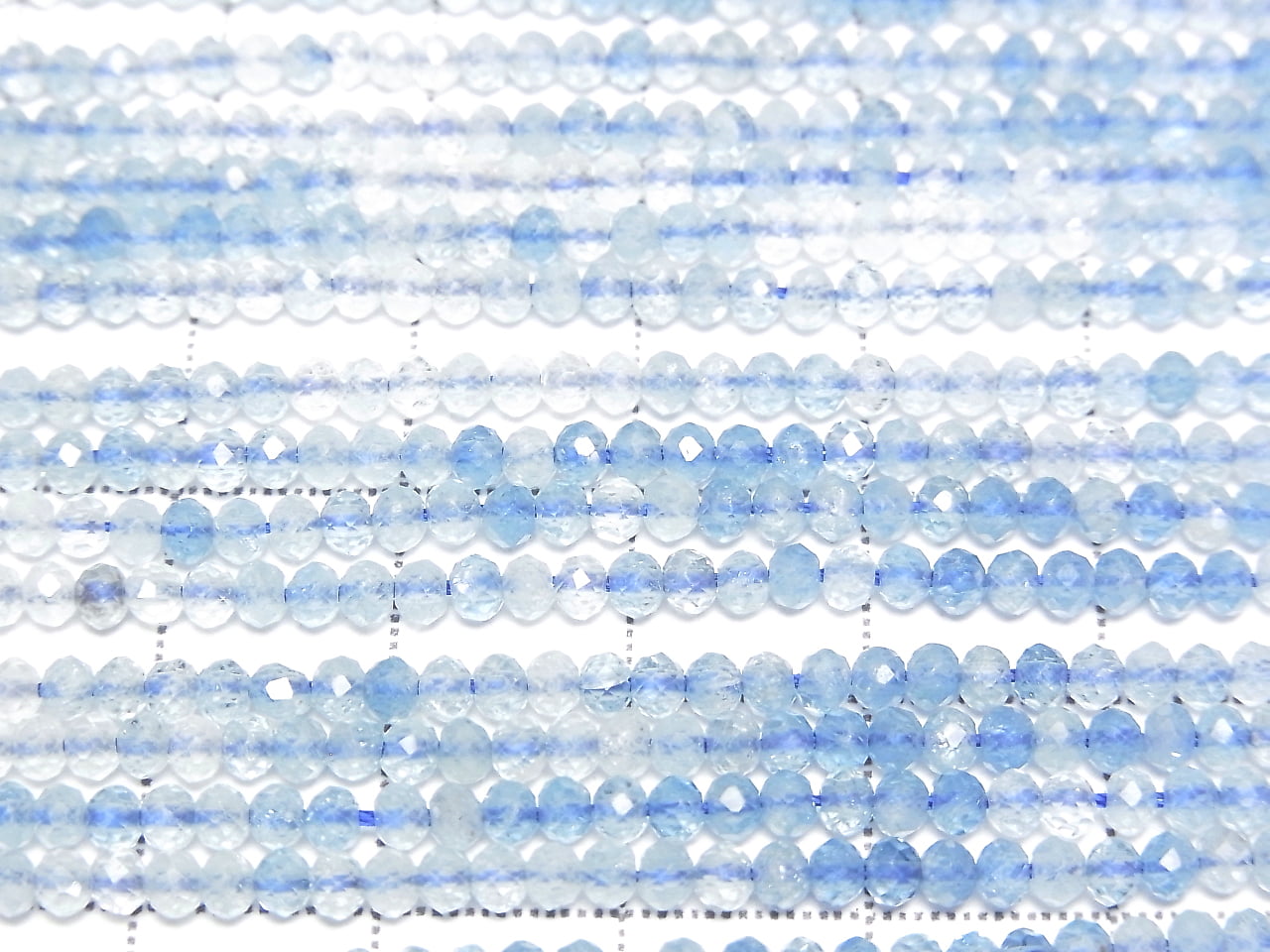 Haute Qualité ! 1 fil 15,99 $ ! Aigue-marine AA++ Facetté Bouton Rondelle 3x3x2mm 1 fil de perles (env. 15 pouces/38 cm)