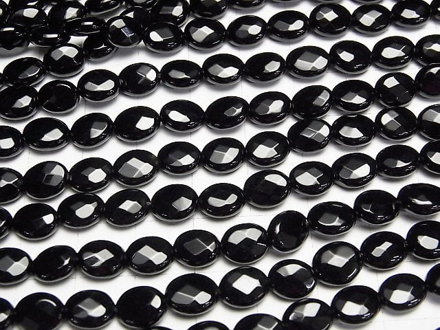 Onyx Faceted Oval 8x6x4mm half or 1strand beads (aprx.15inch/38cm)