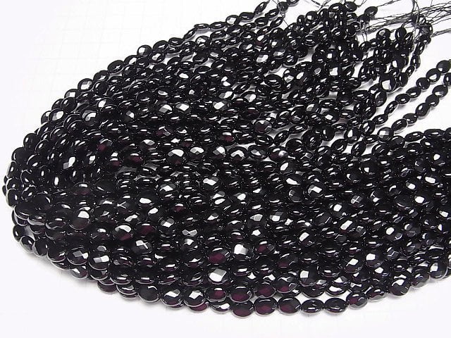 Onyx Faceted Oval 8x6x4mm half or 1strand beads (aprx.15inch/38cm)