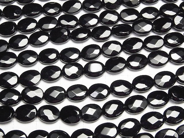 Onyx Faceted Oval 10x8x4mm half or 1strand beads (aprx.15inch/38cm)