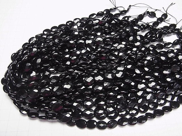 Onyx Faceted Oval 10x8x4mm half or 1strand beads (aprx.15inch/38cm)