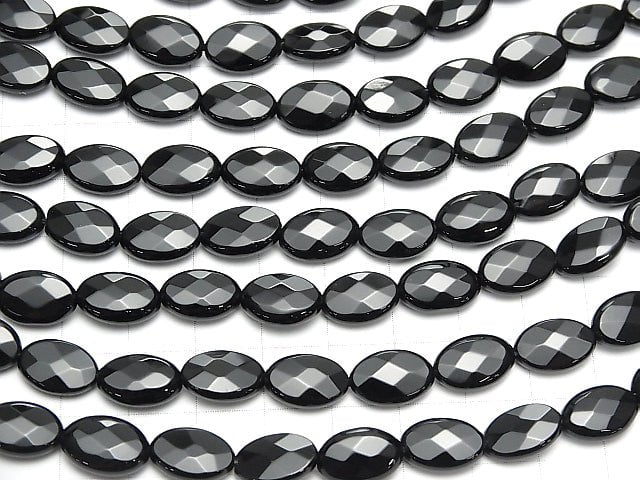 Onyx Faceted Oval 12x8x4mm half or 1strand beads (aprx.15inch/38cm)