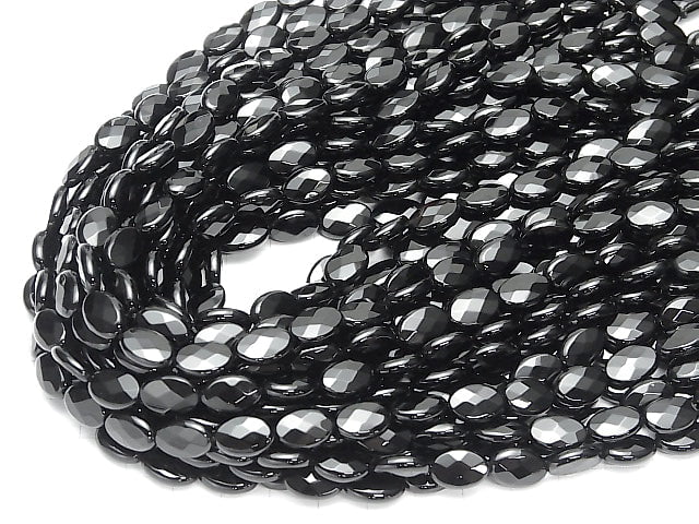 Onyx Faceted Oval 12x8x4mm half or 1strand beads (aprx.15inch/38cm)