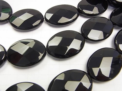 Onyx Faceted Oval 40x30x10mm half or 1strand beads (aprx.13inch/32cm)