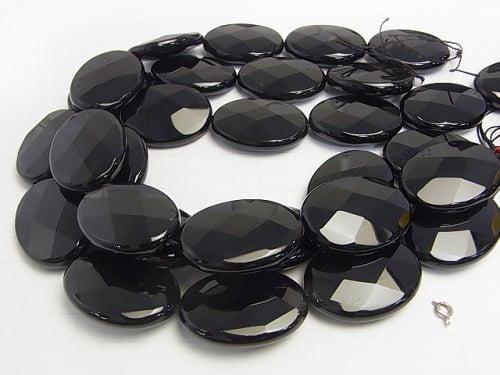 Onyx Faceted Oval 40x30x10mm half or 1strand beads (aprx.13inch/32cm)