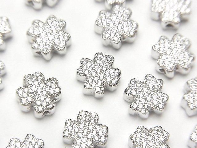Silver 925 Clover Motif (with CZ) 8x8x4mm 1pc