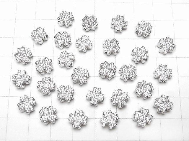 Silver 925 Clover Motif (with CZ) 8x8x4mm 1pc