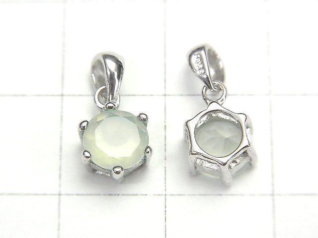 High Quality pastel green color Chalcedony AAA Brilliant Cut Pendant 8 x 7 x 5 mm Silver 925