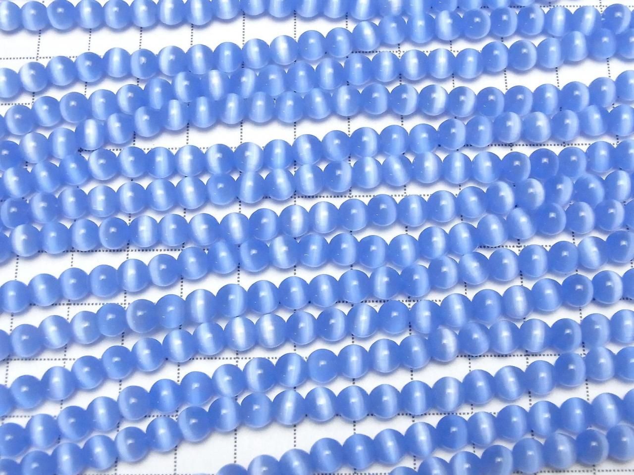 淡藍色貓眼石圓珠 6mm 1串珠子 (約14英吋/35公分)