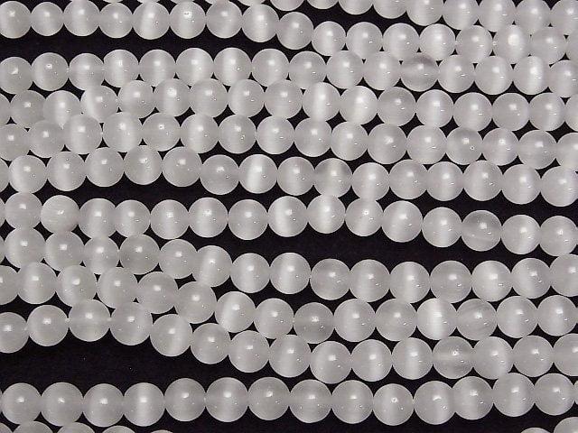Gray color Cat's Eye Round 6mm 1strand beads (aprx.15inch/37cm)