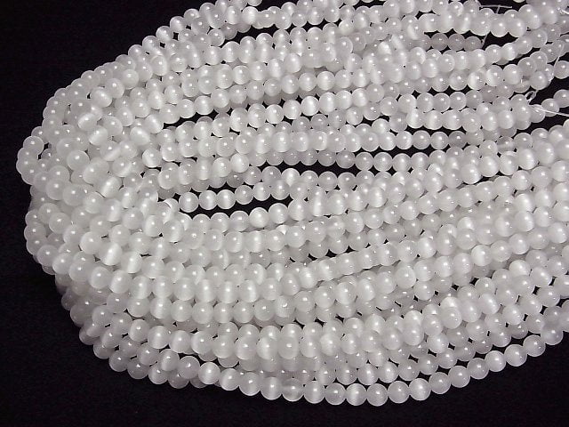 Gray color Cat's Eye Round 6mm 1strand beads (aprx.15inch/37cm)