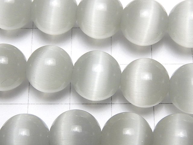 Gray color Cat's Eye Round 12mm 1strand beads (aprx.14inch/34cm)