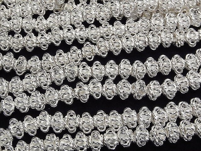 Copper Rondelle 9 x 9 x 6 mm Silver coating half or 1 strand beads (aprx.7 inch / 18 cm)