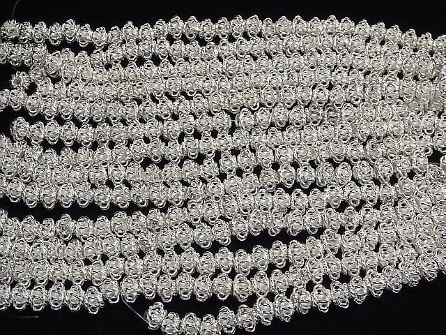 Copper Rondelle 9 x 9 x 6 mm Silver coating half or 1 strand beads (aprx.7 inch / 18 cm)