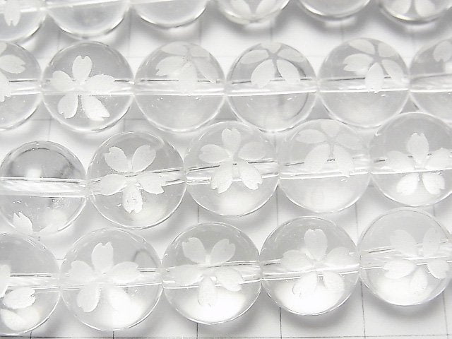 Cherry Carved! Crystal Quartz AAA Round 8mm, 10mm, 12mm 1/4 or 1strand beads (aprx.15inch / 38cm)