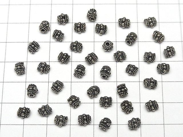 Bali Silver Rondelle 5x5x5mm Oxidized Finish 2pcs