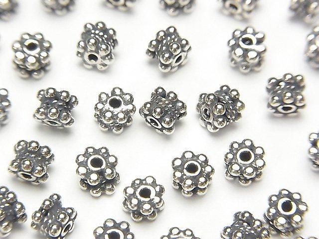 Bali Silver Rondelle 5x5x4mm Oxidized Finish 3pcs