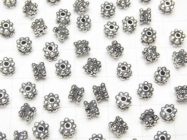 Bali Silver Rondelle 5x5x4mm Oxidized Finish 3pcs