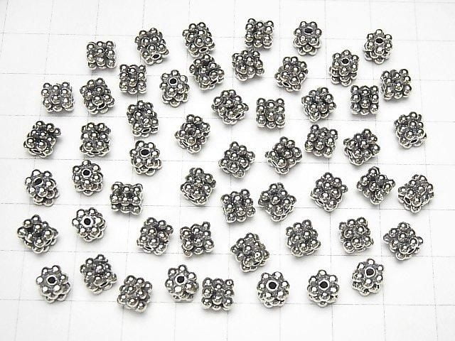 Bali Silver Rondelle 6.5x6.5x6mm Oxidized Finish 1pc