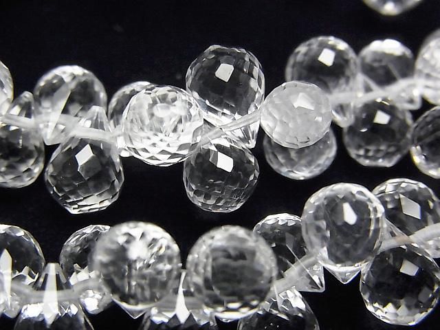 Haute qualité ! Cristal de quartz AAA, goutte à facettes, Briolette 8x6x6mm, 1/4 fil - Bracelet