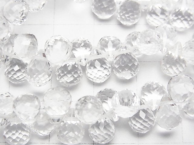 High Quality! Crystal Quartz AAA Drop Faceted Briolette 8x6x6mm 1/4strands -Bracelet