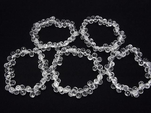 Haute qualité ! Cristal de quartz AAA, goutte à facettes, Briolette 8x6x6mm, 1/4 fil - Bracelet