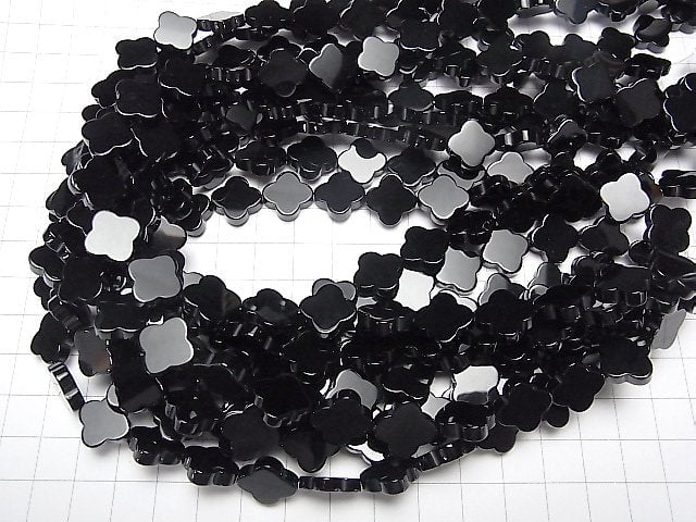 Onyx Flower Motif 14x14mm half or 1strand beads (aprx.15inch/36cm)