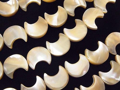 Nacre MOP Beige Forme Croissant 12x10x3mm 1fil de perles (env. 37cm)