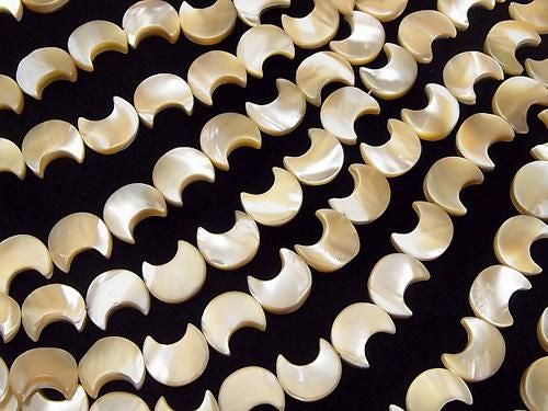 Nacre MOP Beige Forme Croissant 12x10x3mm 1fil de perles (env. 37cm)