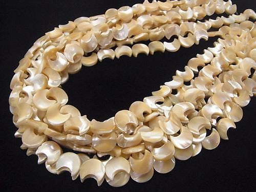 Nacre MOP Beige Forme Croissant 12x10x3mm 1fil de perles (env. 37cm)