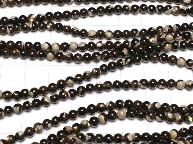 Mother of Pearl (MOP) Brown Round 4mm 1-strand beads (approx. 15 inches/37 cm)