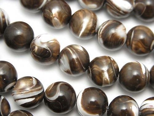Mother of Pearl (MOP) Brown Round 10mm half or 1-strand beads (approx. 15 inches/38 cm)