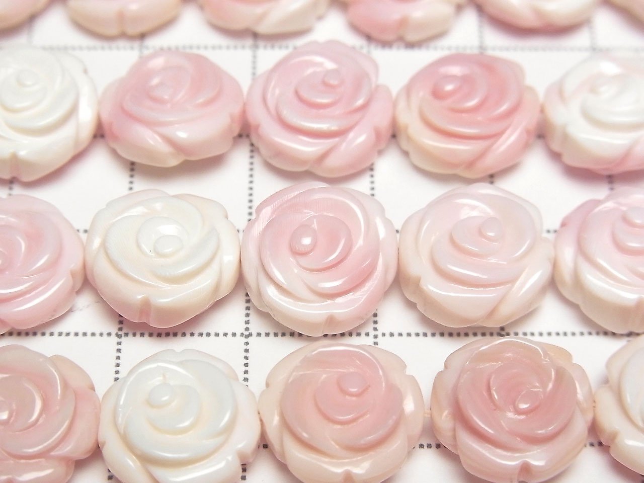 Coquillage de conque rose sculpté AAA (Fini des deux côtés) Perles de 12 mm 1/4 ou 1 brin (env. 15 pouces/37 cm)