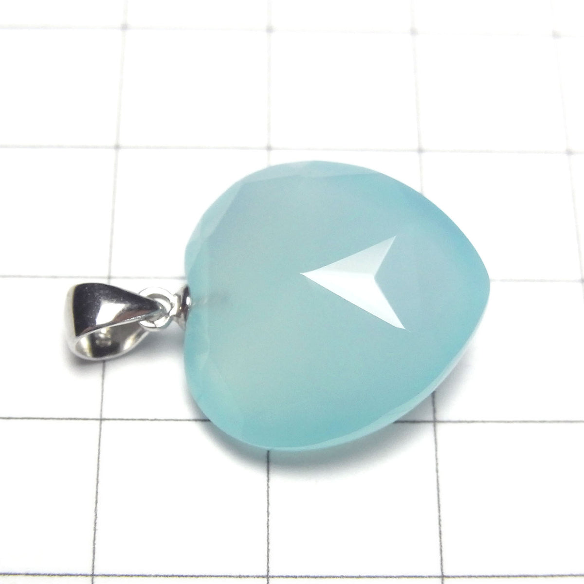 Sea Blue Chalcedony AAA Heart Pendant 18x18x9mm Silver925
