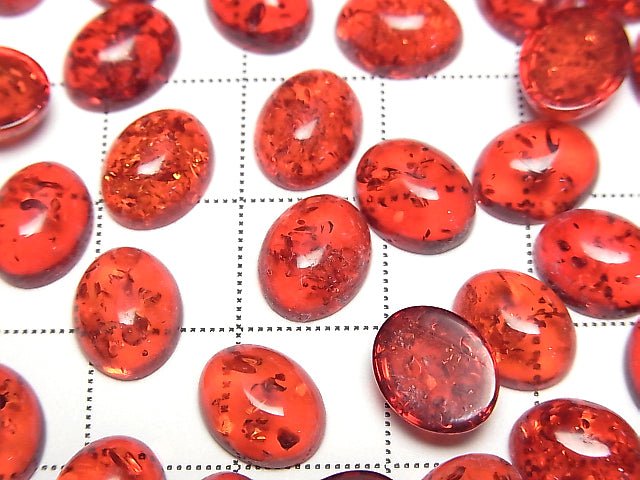 Rissiger roter Bernstein ovaler Cabochon 10x8mm 3 Stück