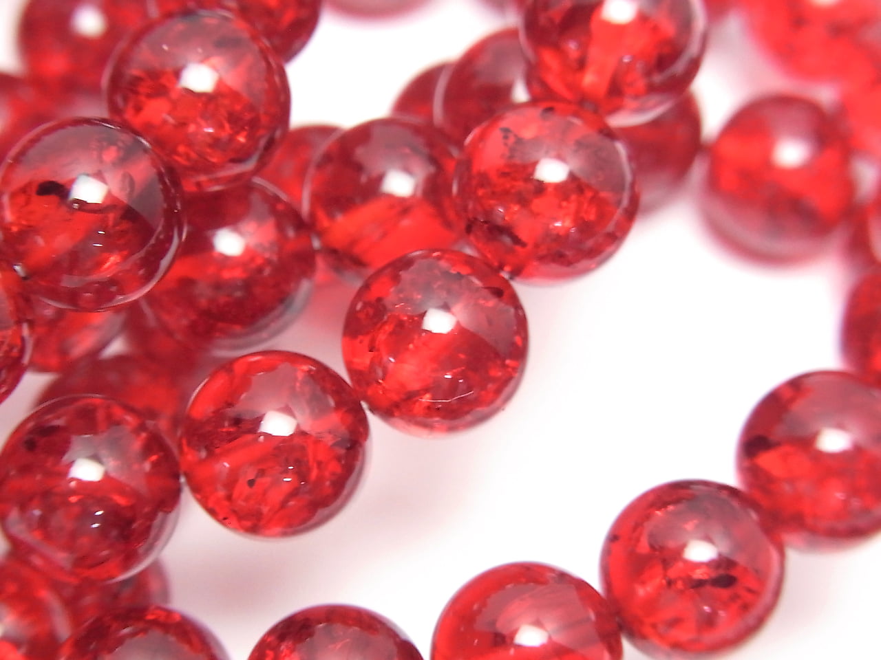 Cracked Red Amber Round 10mm Bracelet