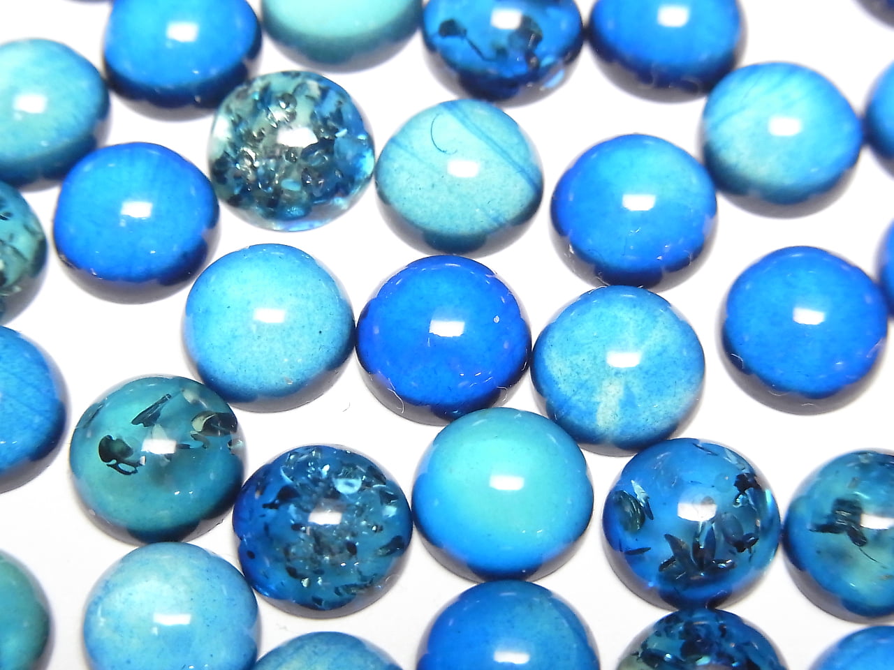 Blauer Bernstein runder Cabochon 8x8mm 3 Stück