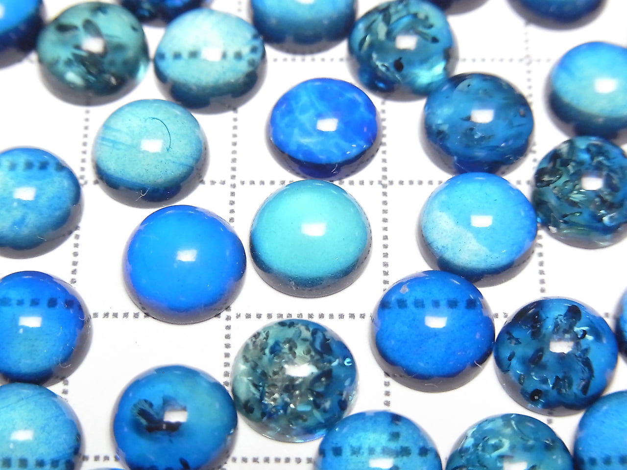 Blauer Bernstein runder Cabochon 8x8mm 3 Stück