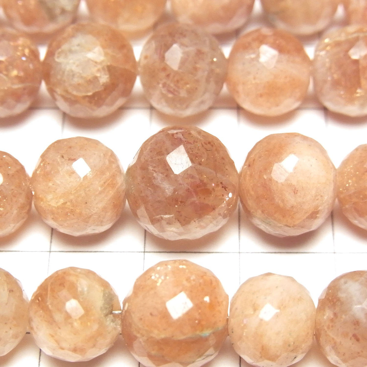 Sunstone AA++ Faceted Round 6 - 10 mm size gradation 1strand beads (aprx.7 inch / 18 cm)