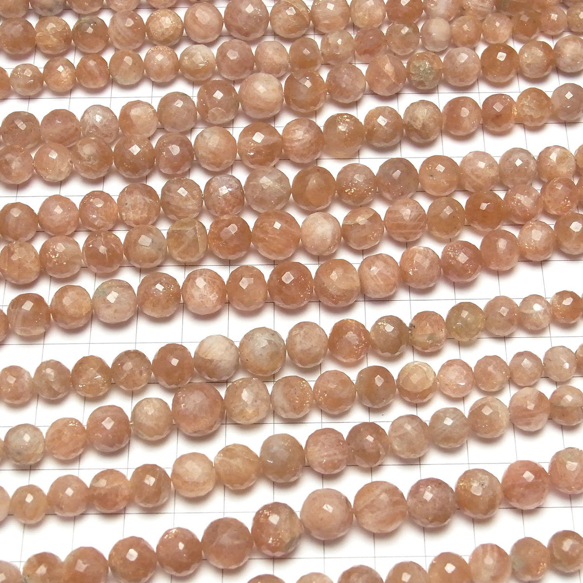 Sunstone AA++ Faceted Round 6 - 10 mm size gradation 1strand beads (aprx.7 inch / 18 cm)