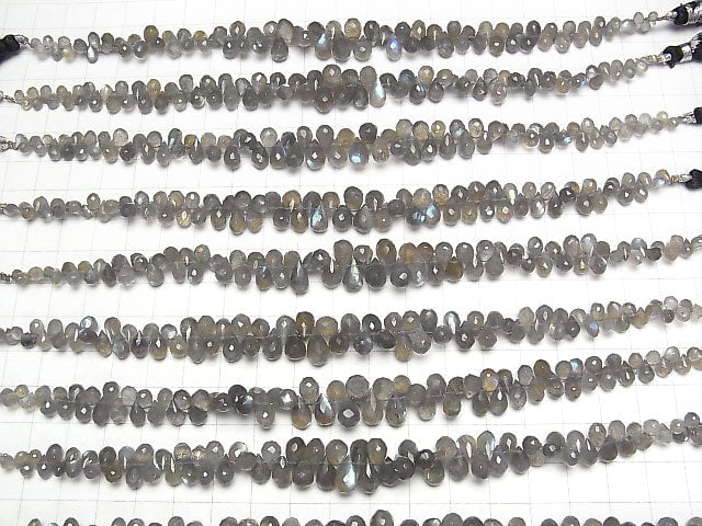 Hochwertiger Labradorit AAA- Tropfen facettierte Briolette Größenvariation halbe oder 1 Strang Perlen (ca. 7 Zoll / 18 cm)
