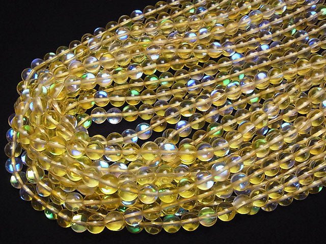 Gelber Luna Flash Runde 8mm 1 Strang Perlen (ca. 15 Zoll / 36 cm)