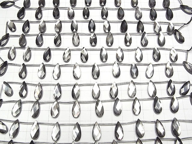 Hochwertige schwarze Muschel (Schwarzlippen-Auster) AAA Facettierte Birnenform 18x8x5mm 1/4 oder 1Strang Perlen (ca. 15 Zoll / 37 cm)