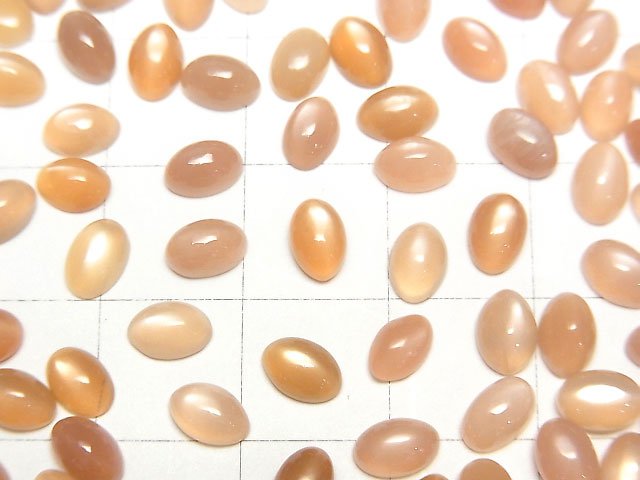Hochwertiger orangefarbener Mondstein AAA- Oval Cabochon 6x4mm 10 Stück $5.79!