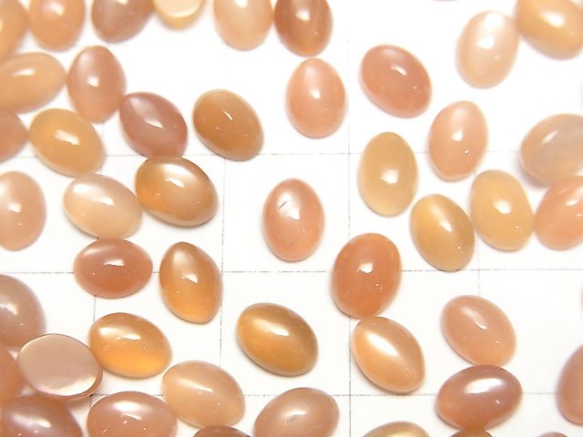 Hochwertiger orangefarbener Mondstein AAA- Oval-Cabochon 7x5mm 5 Stück 4,79 $!