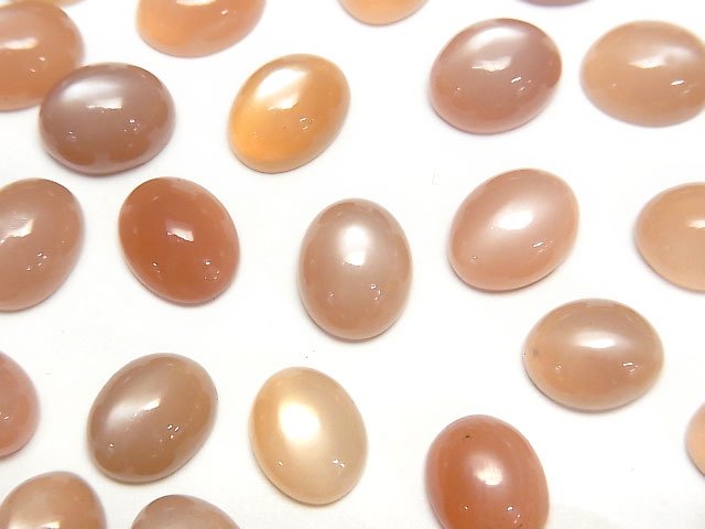 Hochwertiger orangefarbener Mondstein AAA- Oval-Cabochon 10x8mm 3 Stück