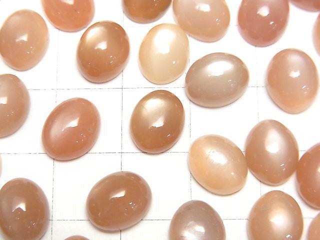 Hochwertiger orangefarbener Mondstein AAA- Oval-Cabochon 10x8mm 3 Stück
